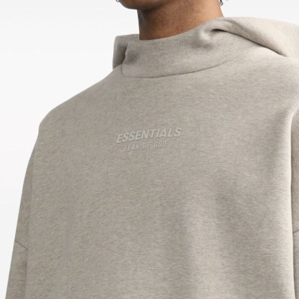 Fear Of God Essentials Beige Oversized Logo Appliquéd Cotton Blend Hoodie